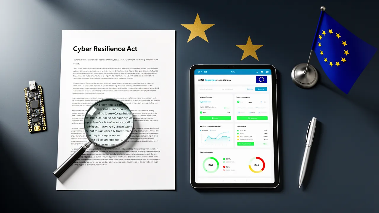 Vernetzte Industriemaschine mit digitaler Sicherheitsanalyse als Visual für den Cyber Resilience Act im Maschinenbau