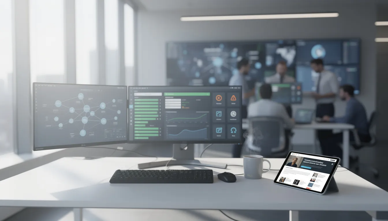 Vernetzte Maschine mit digital markierten Sicherheits- und Angriffspfaden als Visual zur Cybersicherheit in der Maschinenverordnung